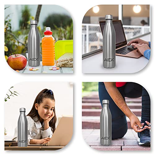 AEX Stainless Steel Water Bottle, Silver Glossy, 1000 ml - Image 4