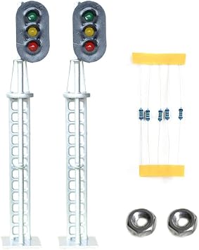 Lighted Railroad Train Signals - O Scale Model Railway Block Signal & Traffic Lights for Layout Decorations, 2 Pcs
