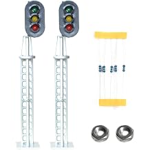 Lighted Railroad Train Signals - O Scale Model Railway Block Signal & Traffic Lights for Layout Decorations, 2 Pcs
