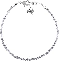 Vista 74 de Natural Gemstone Micro Round Beads Dainty Choker Bangle Bracelet, Handmade Jewelry for Women, Healing Chakra Crystals Silver Plated Chain 8 inch