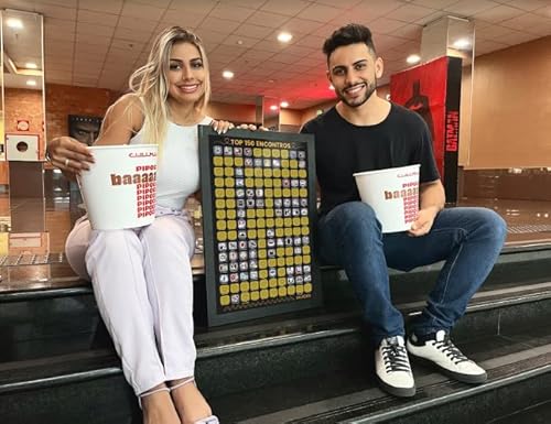 Mapa de Raspar Top 150 Encontros 66x48 Com moldura