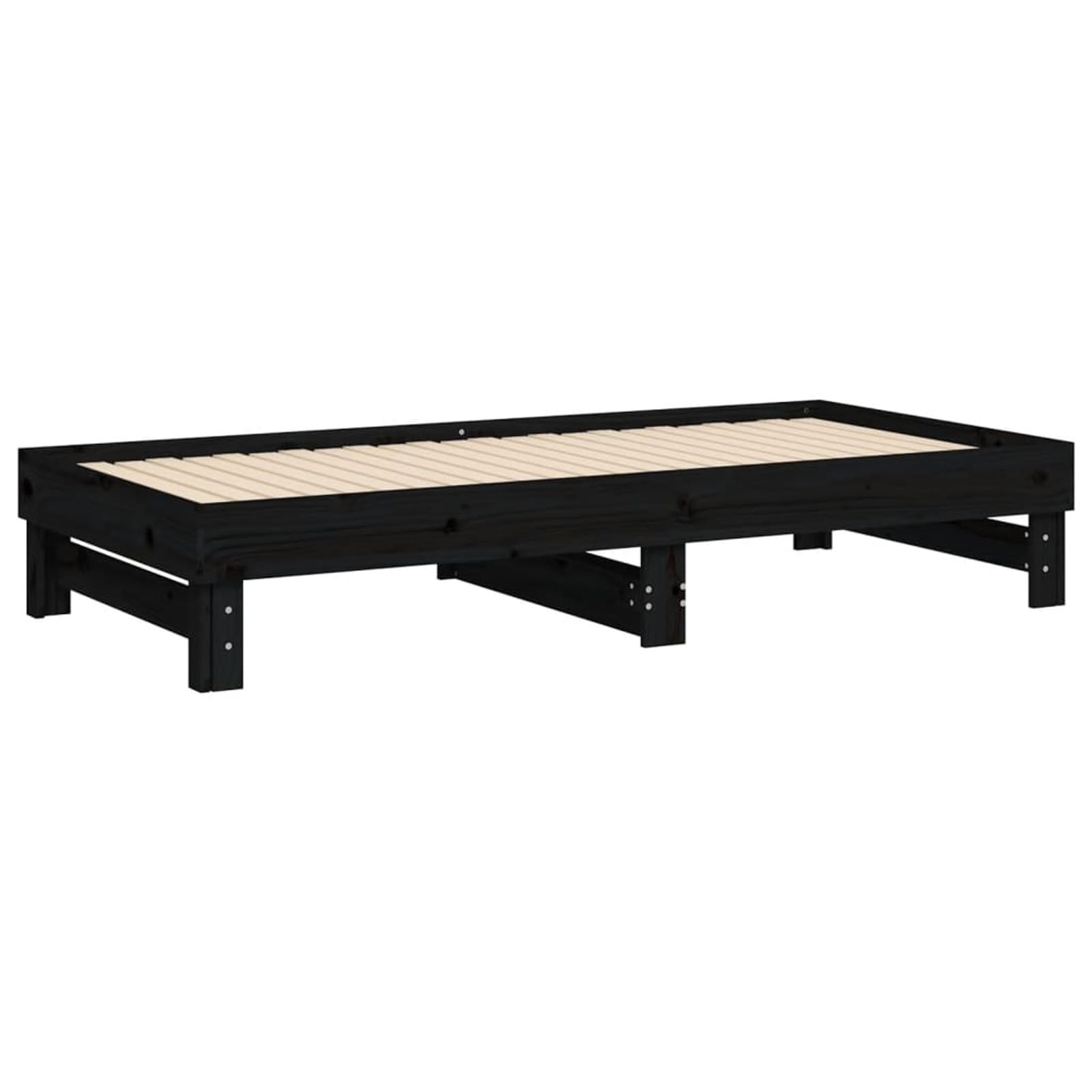 Homgoday Dormeuse Estraibile Nera 2X(90x190) cm Legno Massello di Pino, Divano Letto Dormeuse, Divano Moderno, Divani per Esterno da Giardino, Divano Salotto, Esterno Arredamento Giardino