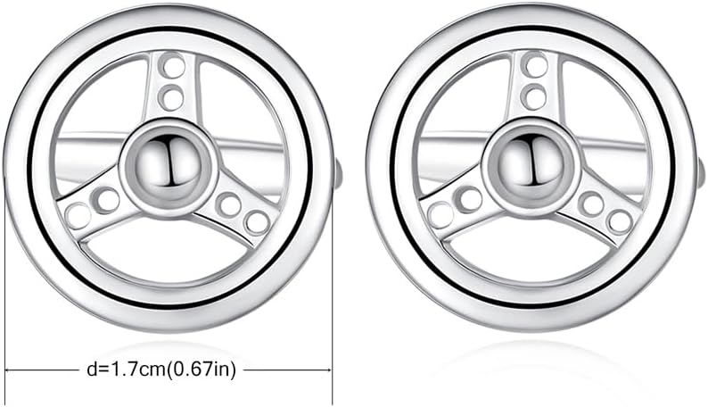 HONEY BEAR Car Steering Wheel Cufflinks for Men Shirt Wedding Gift Silver