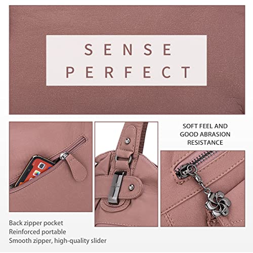 Image of Angel Kiss Women's Designer Handbag Large Double Zipper Multi Pocket Washed Leather Purse