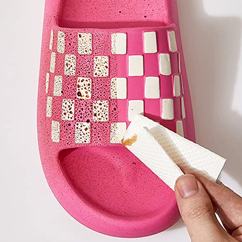 Molodo Unisex Open Toe Non-Slip Fashion Checkerboard Slides - Beach & Bathroom Slippers, Indoor & Outdoor (Black)4