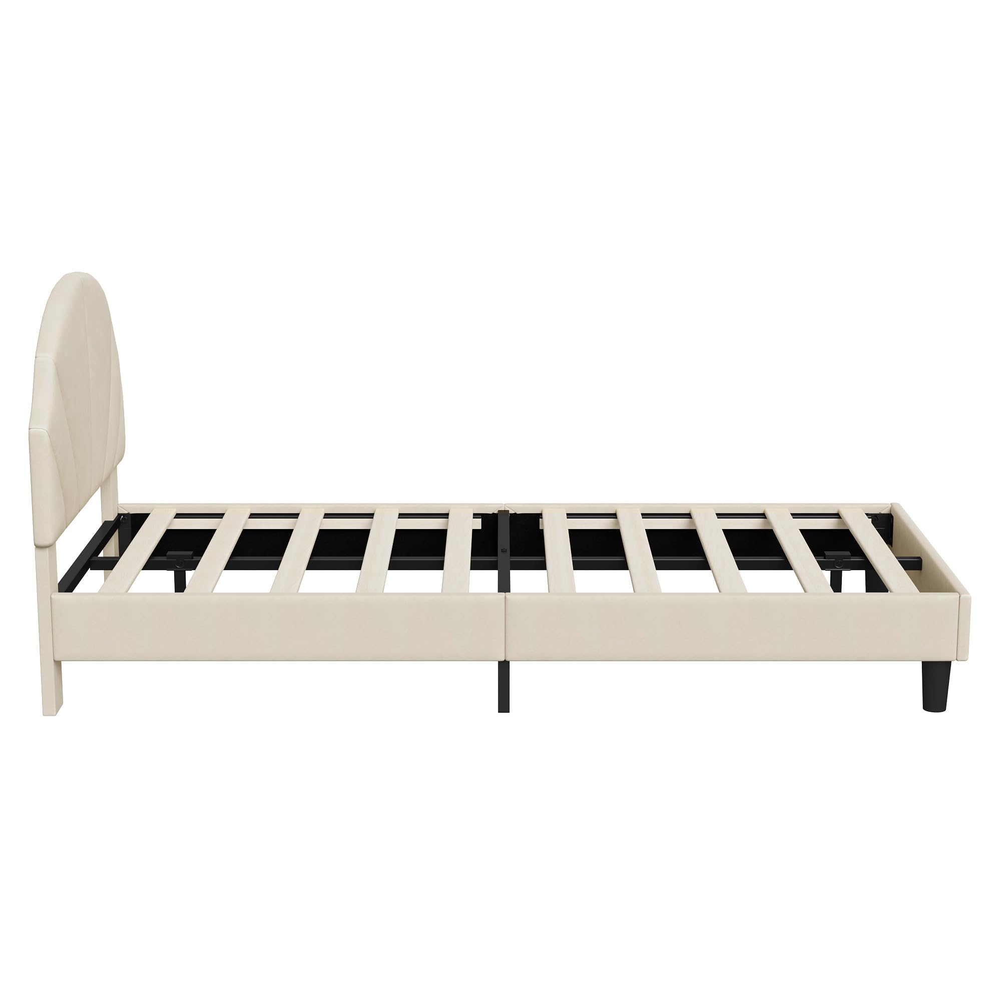 Letto per bambini imbottito 90 x 200 cm, testiera regolabile in altezza, telaio letto per bambini con rete a doghe, facile da montare, velluto, beige