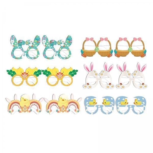 Amagogo - Amagogo 2x Cute Easter Bunny Glasses Photo Props Eyewear Easter Party Decoration Party Favors Fancy Dress Decor Easter Egg Eyeglasses for Kids Adults