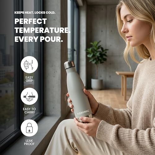Image of 304 Stainless Steel Viva Insulated Flask 500ml | Hot & Cold 24 Hours | Double Wall, Lightweight, Leak Proof, BPA-Free Bottle | Ideal for Office, Gym, School, Travel (Grey, Pack of 1)