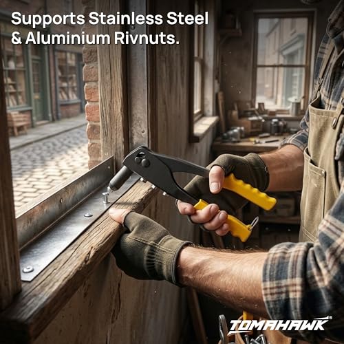Image of TOMAHAWK Heavy Duty Riveter Set with 16Nozzles & Anti-Corrosion Properties Ideal for Joining & Fabrication Metals Sheet, Leather & Plastic Parts | Premium Quality Tool | Trusted Tomahawk Quality