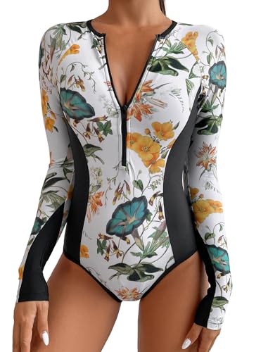 Maillot de bain manches longues floral idéal pour vos vacances à la plage