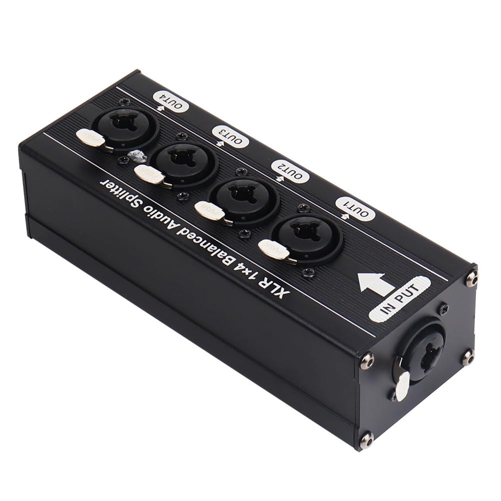 Répartiteur Audio Symétrique XLR 1x4 6,5 XLR 1 Entrée 4 Sorties 4 Entrées 1 Sortie Répartiteur Audio Bidirectionnel Boîtier Répartiteur de Signal Audio