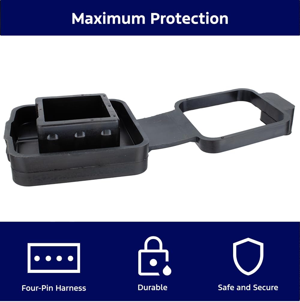Ford Genuine OEM Rubber Trailer Hitch Receiver Cover from Ford Performance with 4-Pin Wiring Harness Plug Holder | M1840FP