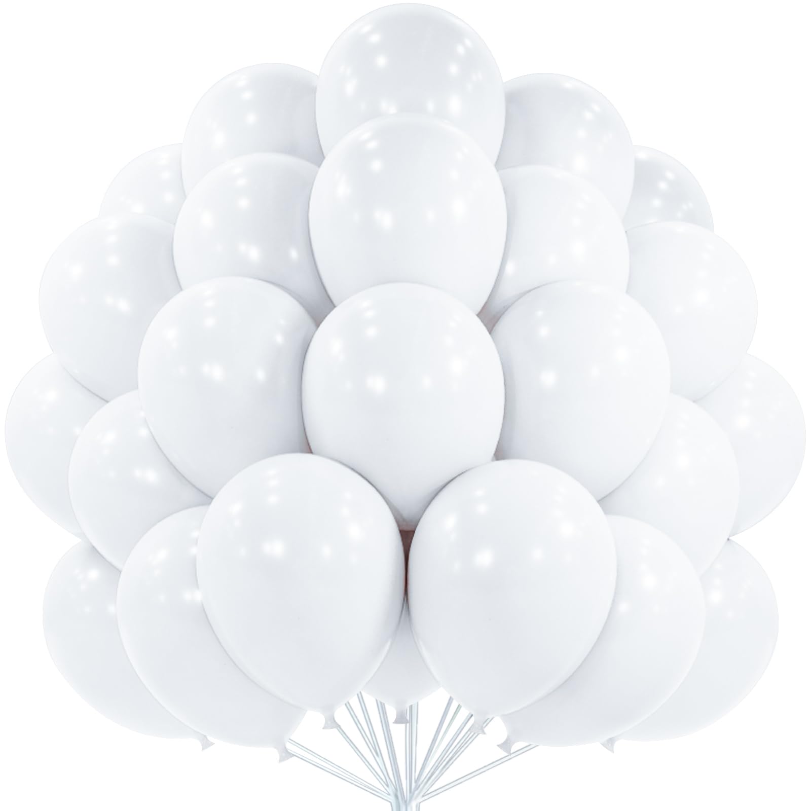 PartyWoo White Balloons 101pcs 12 Inch Matte White Latex Balloons for Wedding Bridal Graduation Engagement Baby Shower Gender Reveal Easter