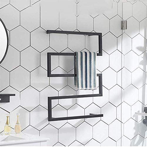 CLRAWSHB Toallero eléctrico - Calentador de Toallas eléctrico, Blanco Recto Toallero Calentador de Toallas Calentador de Toallas, Negro Mate Curvo, 31.5x23.6 Pulgadas