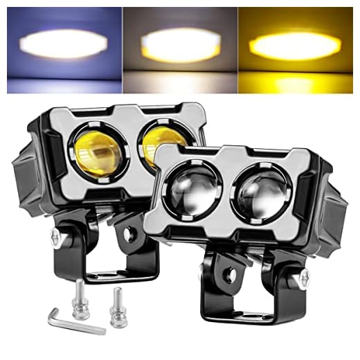 Movglow Motorcycle Auxiliary Lights LED Driving Spot Fog Lights with White Amber Color 3 Modes Super Bright Spotlight Waterproof for Motorcycle Truck ATV SUV Car Yacht, 2 Pack