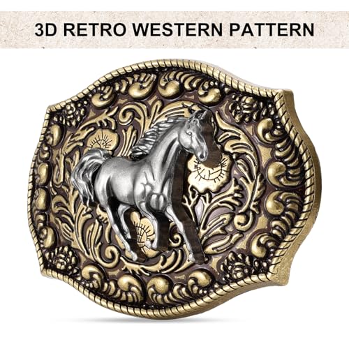 Image of Western Cowboy Belt Buckle for Men Vintage Cowboy Cowgirl Rodeo Texas Buckle Longhorn Bull Belt Buckles