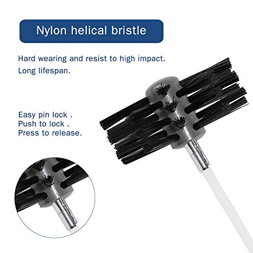 Decflo 16Ft Nylon Chimney Sweep Cleaning Brush Kit - Dry Vent Cleaning Brush Kit Lint Remover For Dryer Duct, Stiff Poly Fireplace Brush Kit With Flexible Rods (2 Brush Head +8Rods) #TOP4