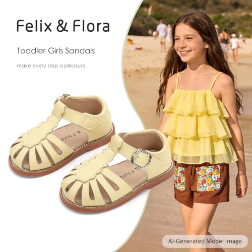 Image of Felix & Flora Toddler Girls Sandals Soft Rubber Princess Flat Shoes Flower Girl Shoes