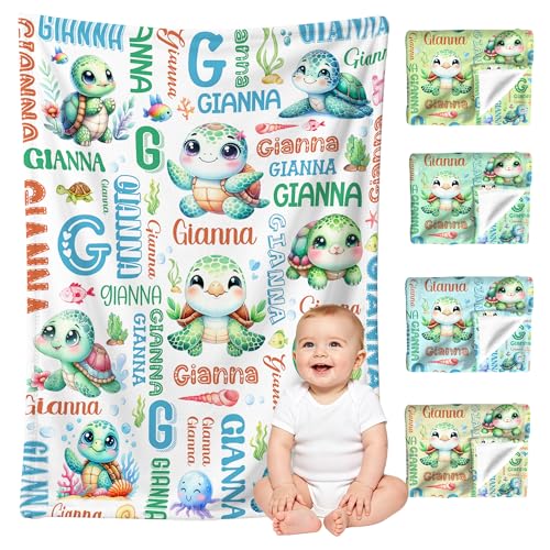 Image of Custom Turtle Blanket for Boys Girls,Ultra Soft Personalized Gifts Baby Blanket,Customized Throw for Toddlers Newborn Stroller Crib,30 inchx40 inch
