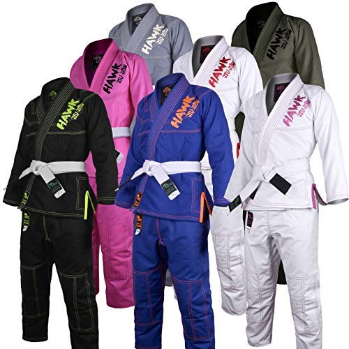 HAWK Jiu JitsuBrazilian Jiu Jitsu, Kids Jiu Jitsu Gi Children BJJ Gi Grappling Kimonos Lightweight White Belt