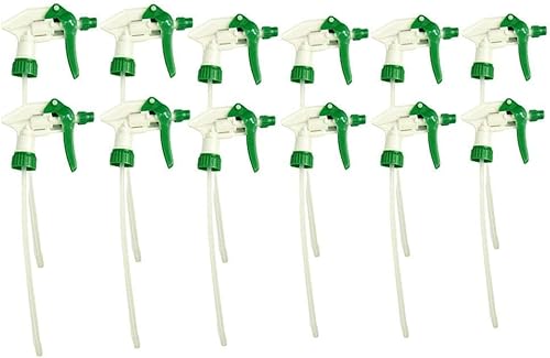 CARCAREZ Repuesto de pulverizador de gatillo resistente para botellas rociadoras de 32 onzas, verde, paquete de 12