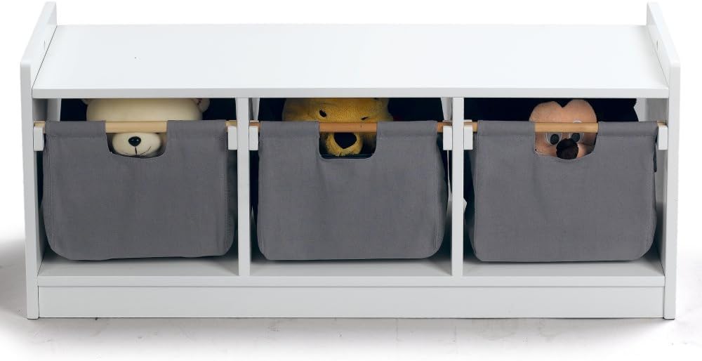 WONKAWOO Deluxe Children's Toy Storage Bench White