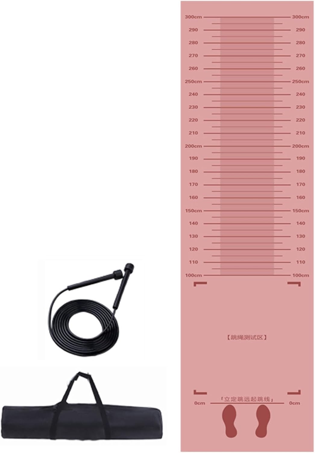 Exercise Long Jump Mat, Rubber Jump Roping Pad with Jump Rope & Storage Bag, Fitness Board for Workout Training Sport (Pink)