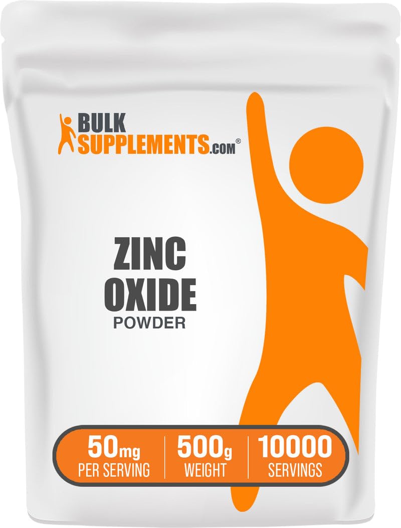 BulkSupplements.com Zinc Oxide Powder - Zinc Oxide Supplement, Mineral Supplement for Immune Support - Gluten Free, 50mg per Serving, 500g (1.1 lbs) (Pack of 1) 1.1 Pound (Pack of 1)