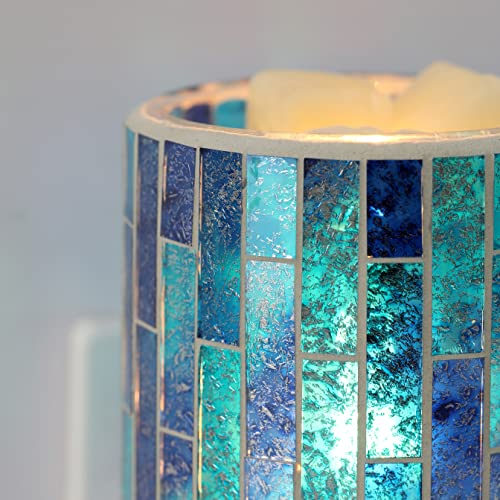 Motifeur Mosaic Glass Plug-In Fragrance Wax Melt Warmer, Decorative Pluggable Night Light (Tile Blue) #TOP3