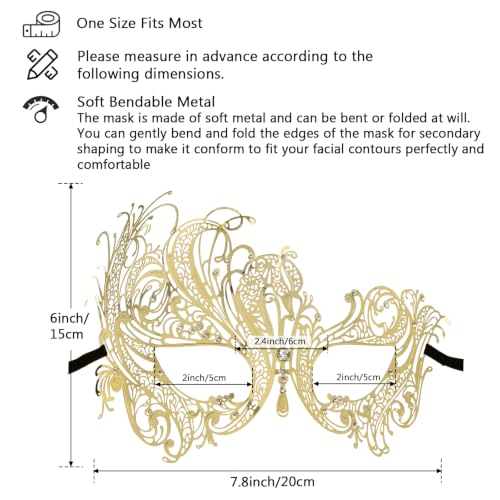 Image of Coddsmz Couples Venetian Masquerade Mask Set Luxury Style Princess Party Mask for Couples Women and Men Mardi Gras Masks