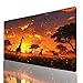 Schreibtischunterlage, Afrika Mauspad XXL 80x40x0.3cm, Erweitertes Gaming Mauspad mit Genähten Kanten, Rutschfeste Wasserdichte Gummiunterseite Mousepad Giraffe, für Gaming Zubehör Tisch Deko GYL-4705
