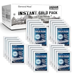 Instant Cold Pack (4 x 5.5 inches) – Set of 25 Disposable Cold Therapy Ice Packs for Pain Relief, Swelling, Inflammation, Sprains, Strained Muscles, Toothache