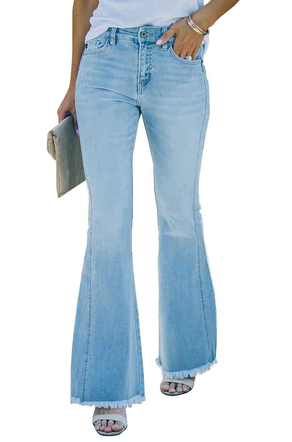 Necooer Distressed Jeans Für Damen Bell Bottom Jeans Für Damen Stretch Skinny Denim Jeans Mit Hoher Taille