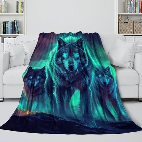 Couverture loup coloré chaude et moelleuse en maille douce - 5