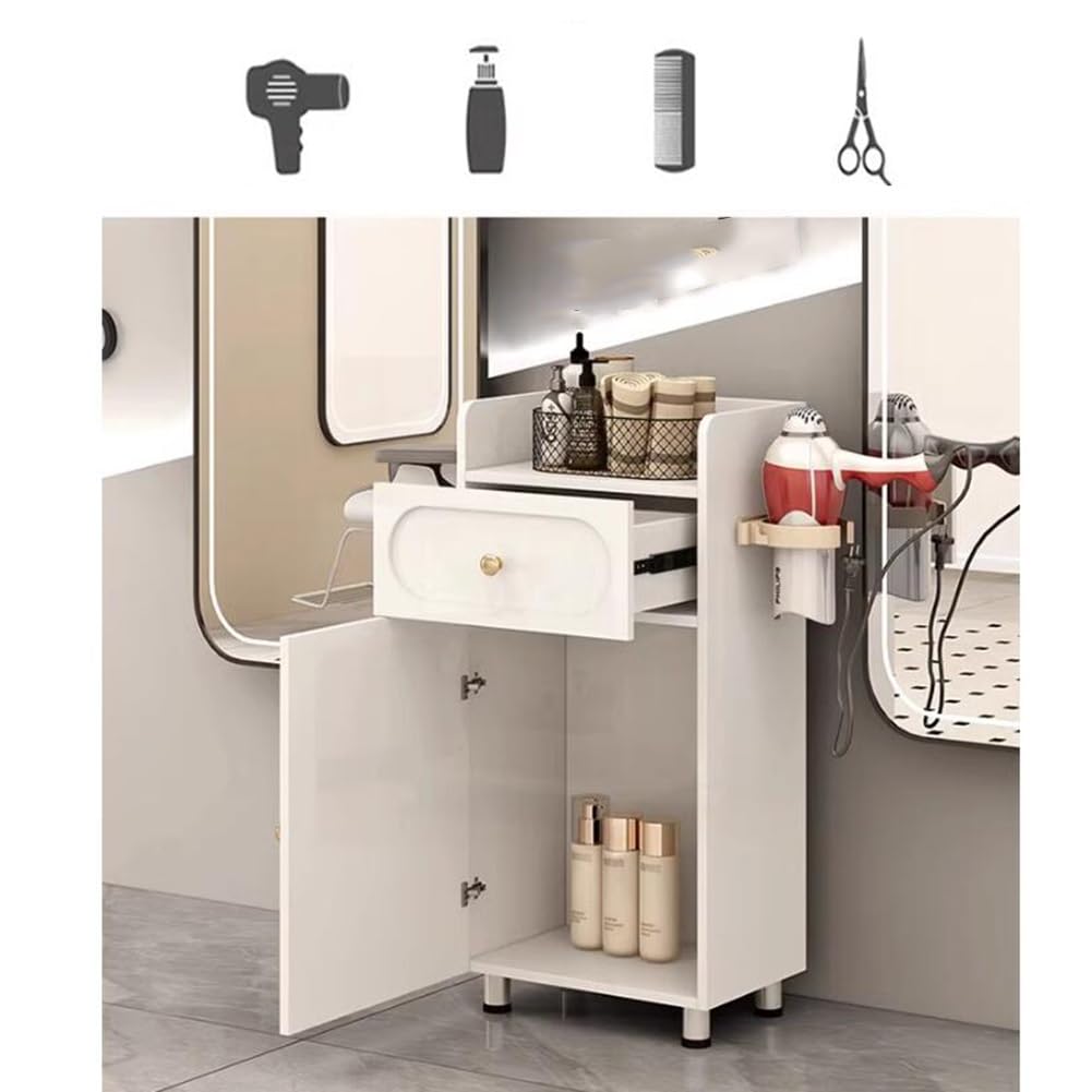 Carrito de peluquería con cajones, Armario de Belleza móvil, Carrito de barbero con Almacenamiento, con Soporte para secador de Pelo, Armario y cajón (Color: Multicolor-B)
