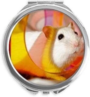 White Rat Animal Pet Game Toys Hand Compact Mirror Round Portable Pocket Glass
