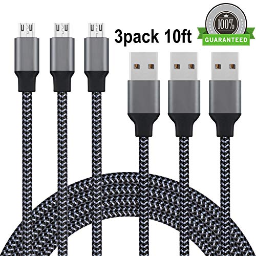 Micro USB Cable, Nylon Braided Micro USB Charging Cable, Super Durable USB 2.0 to Micro USB Fast Charger for Android Smartphones,Tablet,Xbox One,PS4,MP3,Camera and More