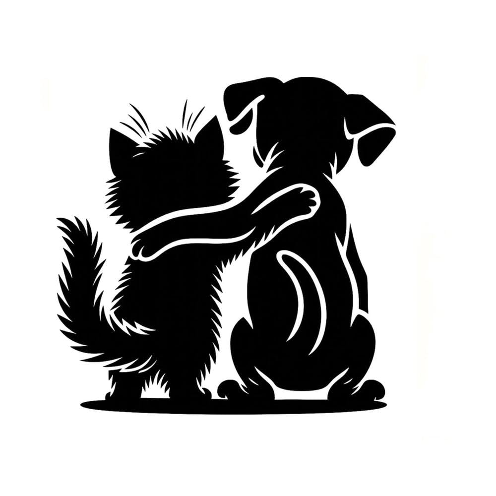 Cat Dog Hugging Vinyl Sticker Waterproof Decal for Car Truck SUV Bumper Decoration