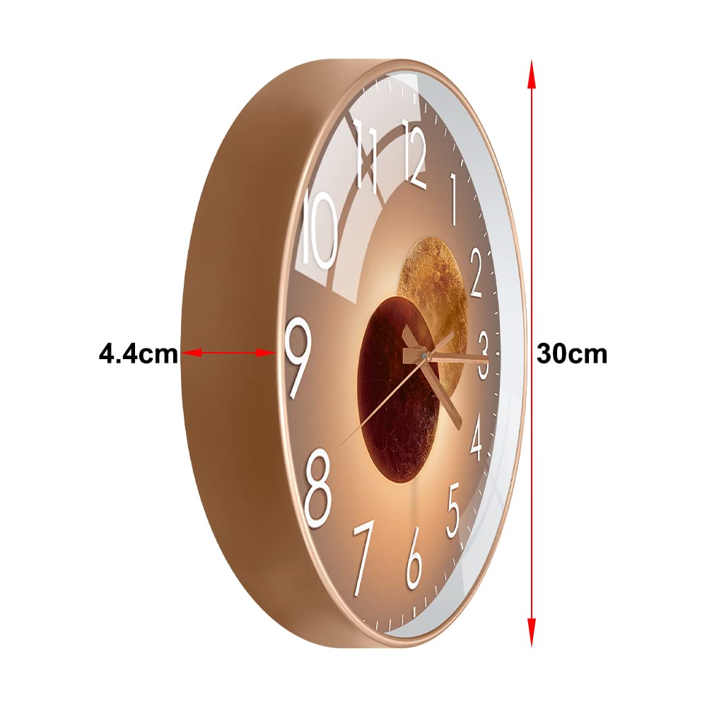 Horloge Murale Silencieuse 30cm Design Moderne Salon Cuisine Quartz Suspendue (Vénus Or)