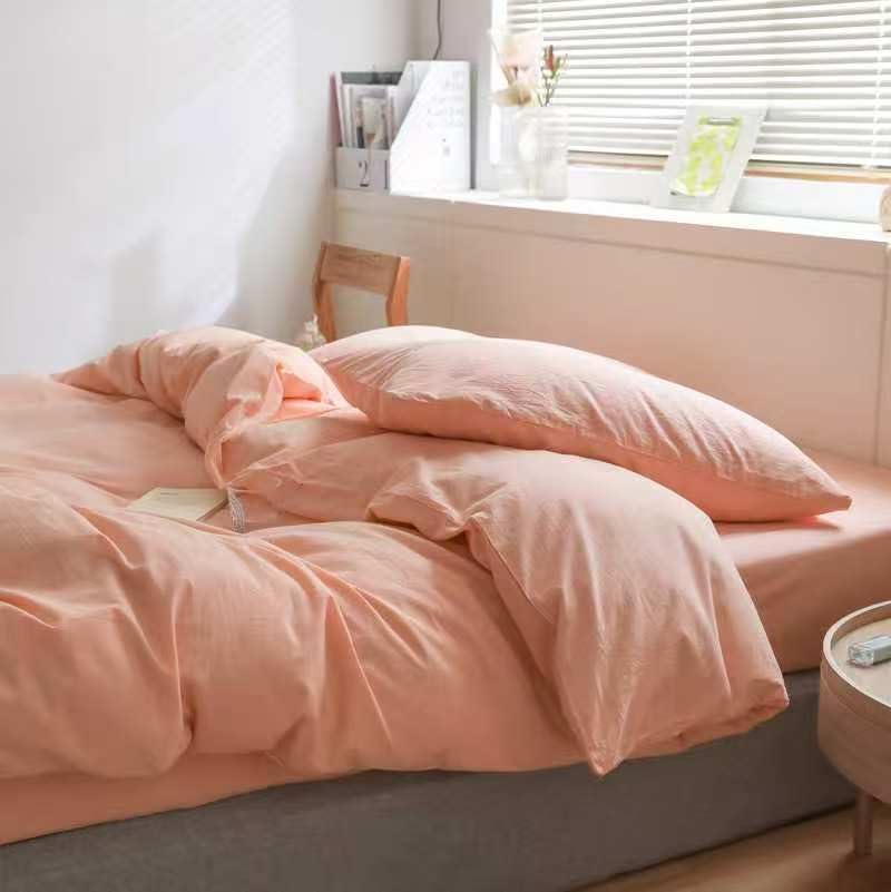 Image of ECOCOTT Duvet Cover King Size - 100% Washed Cotton Durable Soft Comfy Duvet Cover Set, 3 Pieces Duvet Cover with Zipper Closure, No Comforter (Dark Pink)