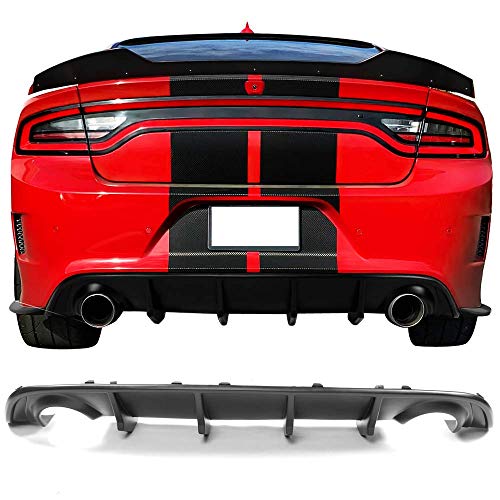 Rear Diffuser Compatible with 2015-2023 Dodge Charger, Matte Black Rear Lip Bumper Valance Diffuser by IKON MOTORSPORTS, 2016 2017 2018 2019
