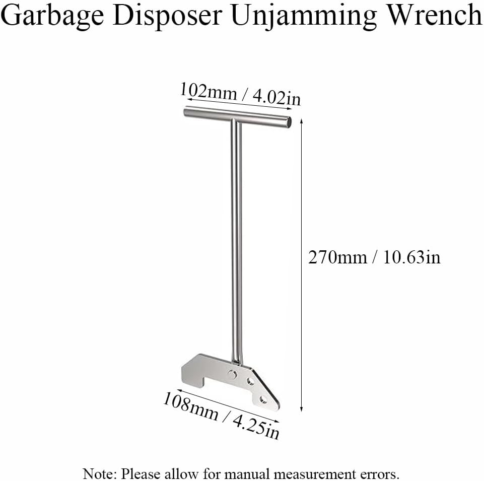 TOP-MAX Garbage Disposal Repair Wrench, Heavy Duty Kitchen Sink Unblocker Tool, Lever Action Design for Removing Clogs & Maintenance, Fits Standard Waste Disposers & Grinders