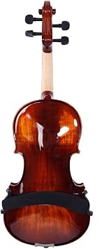 Classic Solid Wood Violin Case Bow Violin Strings Rosin Shoulder Rest Electronic Tuner Retro Color 4/4, Glossy