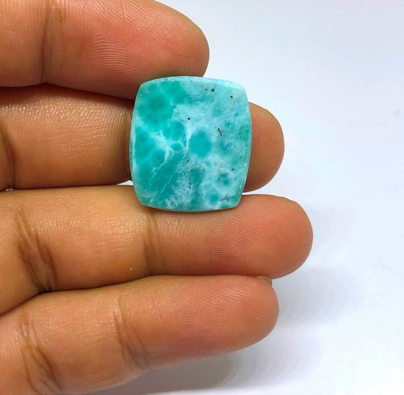 Larimar pierre naturelle fabrication bijoux cabochon rectangle 20x18mm