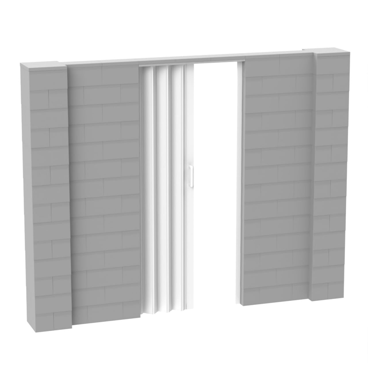 EverBlock 9’ x 7’ Wall Kit with Accordion Door | 3’ x 7’ Doorway | Modular Building Blocks | Wall Display System | Room Divider & Partition | Connect & Reuse | Light Gray