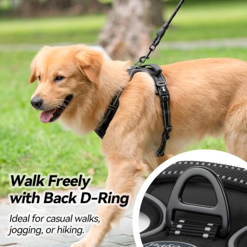 Image of PoyPet No Pull Dog Harness, No Choke Front Lead Dog Reflective Harness, Adjustable Soft Padded Pet Vest with Easy Control Handle for Small to Large Dogs(Black,XS)