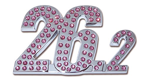 Image of Elektroplate 26.2 Pink Crystal Marathon All Metal Emblem for Cars, Trucks, and All Auto | Universal Fit at 1.75 inch x 2.9 inch | Weatherproof