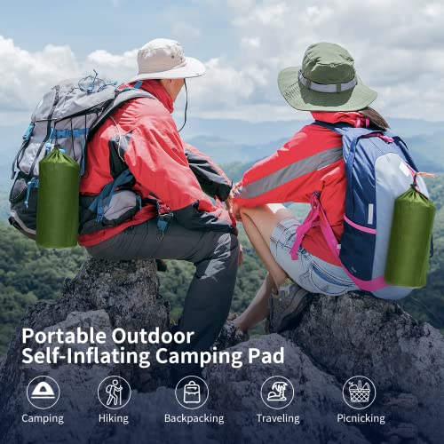 Camping Sleeping Pad Self Inflating - Extra Thick 4.7” Ultralight Air Mattress Lightweight, Insulated Camp Mat With Inflatable Pump Connectable Wide Two-Person Sleep Mat For Backpacking Hiking #TOP7
