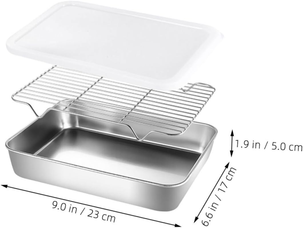 Garneck Stainless Steel Roasting Pan Set Wire Rack Deep Kitchen Prep Tray for Oil Straining and Grilling Heavy-Duty Baking Sheet for Home Chefs and Outdoor Cooking