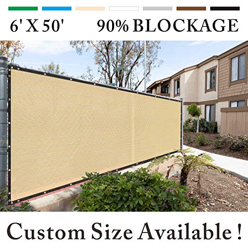 Royal Shade 6' x 50' Beige Fence Privacy Screen Cover Windscreen, with Heavy